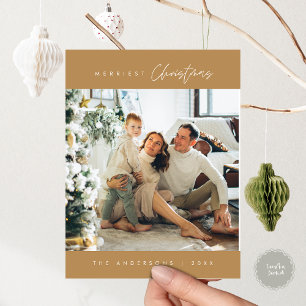 Frohe Weihnachtsfamilie Foto, Vintag Gold Postkarte