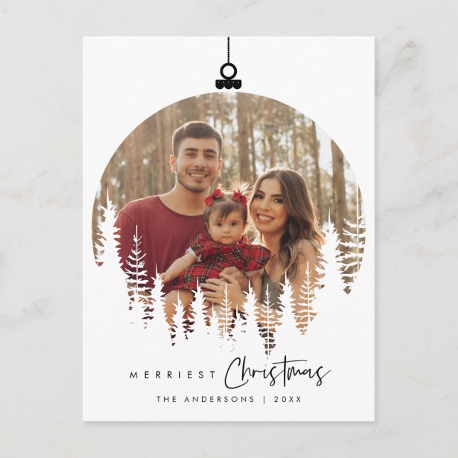 Frohe Weihnachtsfamilie Foto, Weihnachtsball Postkarte (Vorderseite)