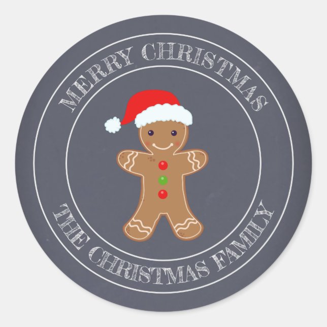 Frohe Weihnachtsfamilie Gingerbread Runder Aufkleber (Vorderseite)