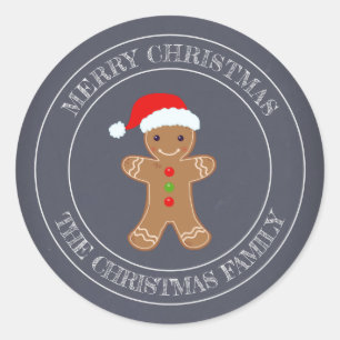 Frohe Weihnachtsfamilie Gingerbread Runder Aufkleber