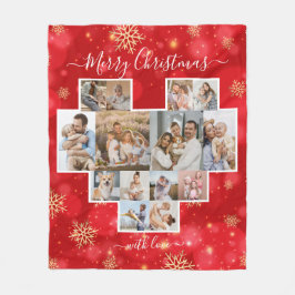 Frohe Weihnachtsfamilie Herz Moderne Foto Collage Fleecedecke