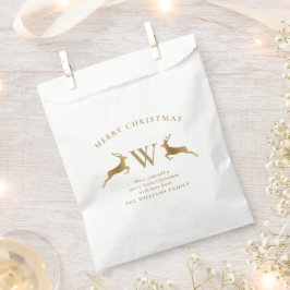 Frohe Weihnachtsfamilie Monogram Gold Deer Geschenktütchen