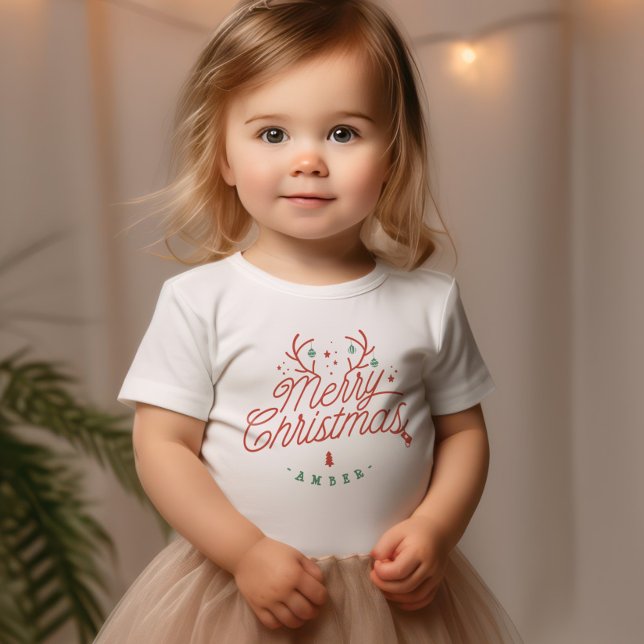 Frohe Weihnachtsfamilie Name Reindeer Holiday Kleinkind T-shirt (Merry Christmas Family Name Reindeer Holiday Toddler T-shirt)