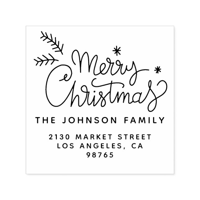 Frohe Weihnachtsfamilie Name Rücksendeadresse Permastempel (Design)