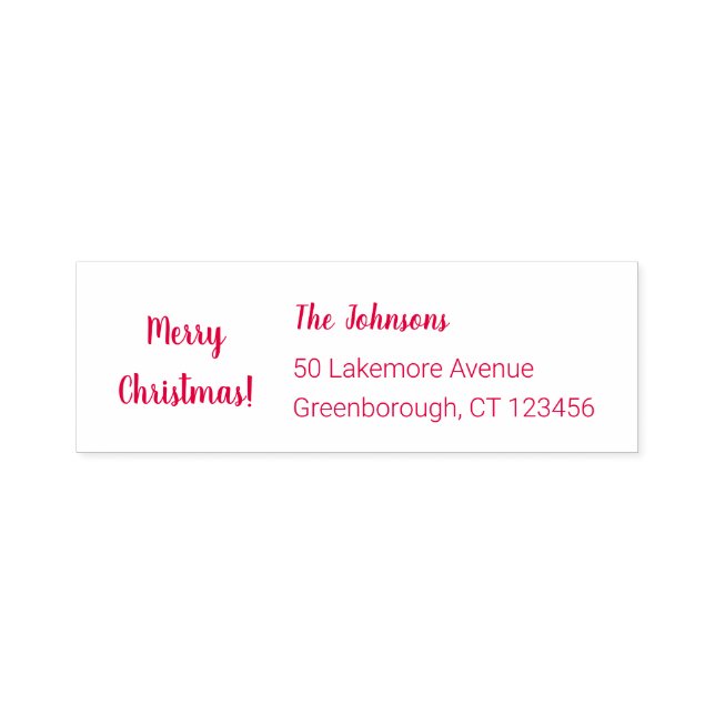 Frohe Weihnachtsfamilie Name Rücksendeadresse Red Permastempel (Design)