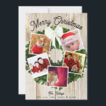 Frohe Weihnachtsfeier 5 Foto Personalisierte Famil Feiertagskarte<br><div class="desc">Diese festliche und lustige Urlaubskarte bietet Ihnen Ihre Lieblingsstipps auf einem wunderschönen Boxholzkranz mit weißem Band. Fügen Sie einfach Ihre Fotos und Texte in das Template-Formular ein. Die Rückseite hat das gleiche helle Holz wie die Vorderseite. Verwenden Sie die Option "Weiter anpassen", um Text oder Fotos auf der Kartenrückseite hinzuzufügen....</div>