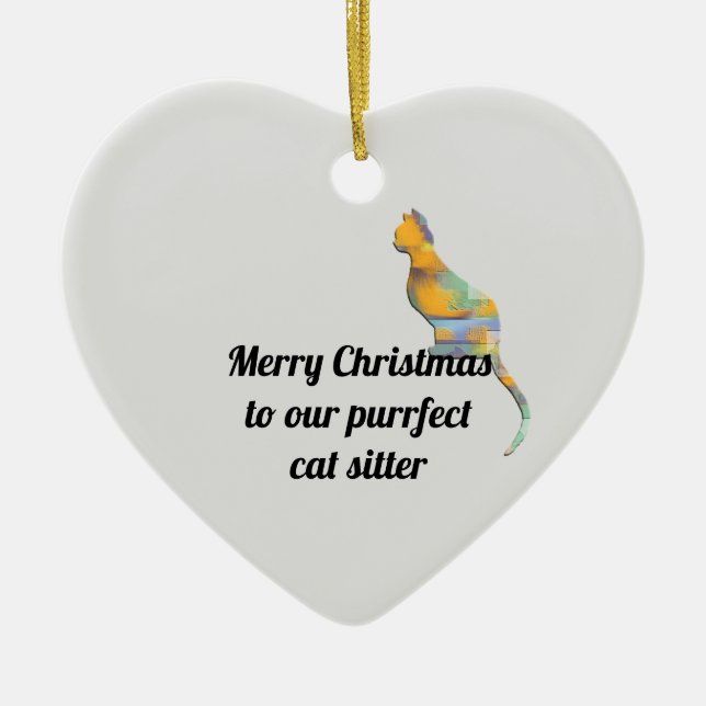 Frohe Weihnachtsfeier Cat Sitter Urlaub Keramik Ornament (Vorne)
