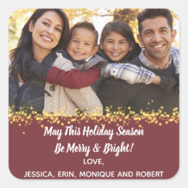 Frohe Weihnachtsfeier Familienjubiläum Foto Gold Quadratischer Aufkleber