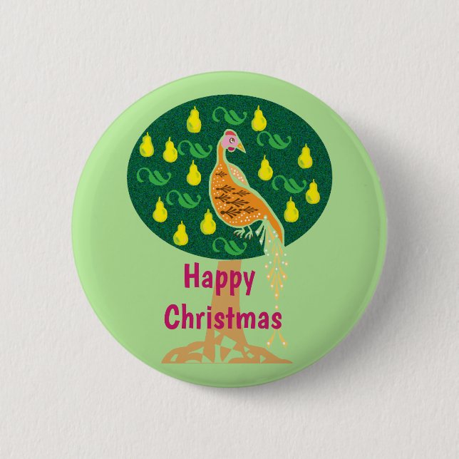 Frohe Weihnachtsfeier in Birne Button (Vorderseite)