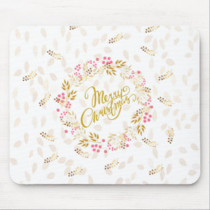 Frohe Weihnachtsfeier in Gold und Rot Mousepad
