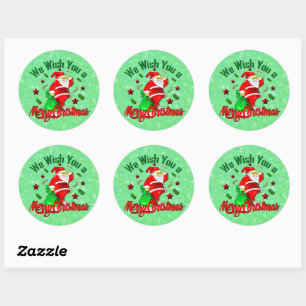 Frohe Weihnachtsfeier mit Sack Stars Cane Papier Runder Aufkleber