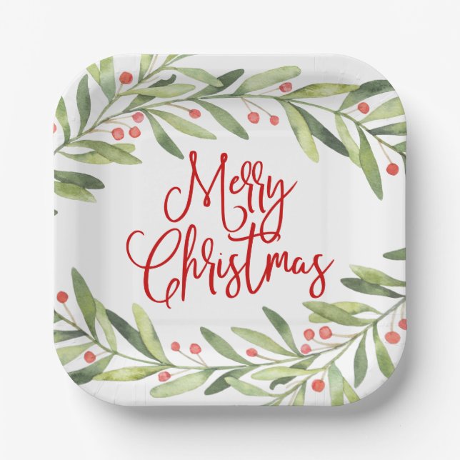 Frohe Weihnachtsfeier Pappteller (Vorderseite)