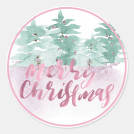 Frohe Weihnachtsfeier Pastel Watercolor Holiday Runder Aufkleber