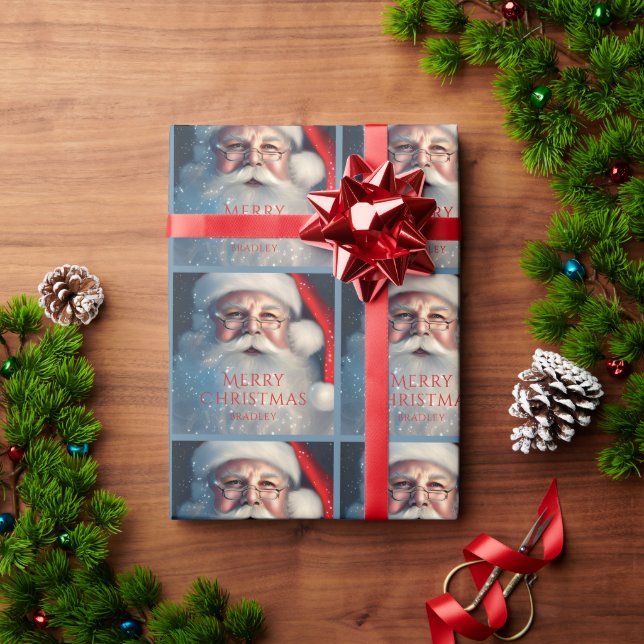 Frohe Weihnachtsfeier Personalisierter Name Geschenkpapier (Feiertagsgeschenk)