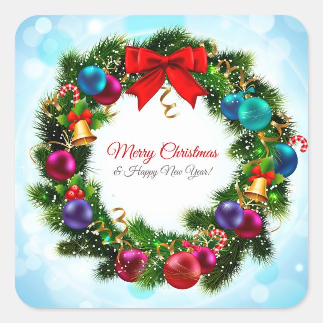 Frohe Weihnachtsfeier Quadratischer Aufkleber (Vorderseite)