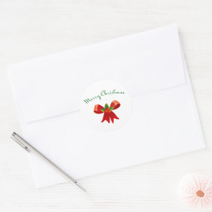 Frohe Weihnachtsfeier Red Bow Round Sticker