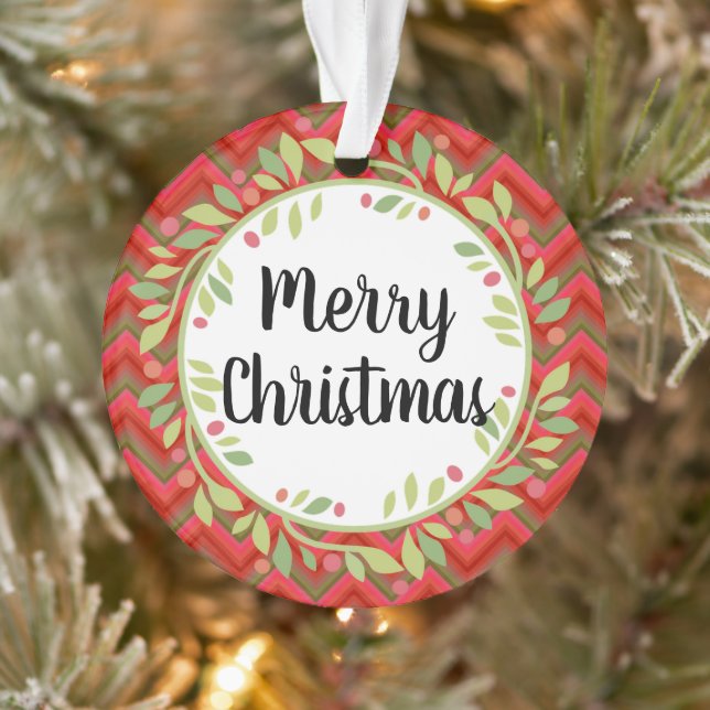 Frohe Weihnachtsfeier Retro Red Classic Runde Ornament (Baum)