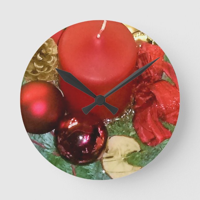 Frohe Weihnachtsfeier Runde Wanduhr (Vorderseite)