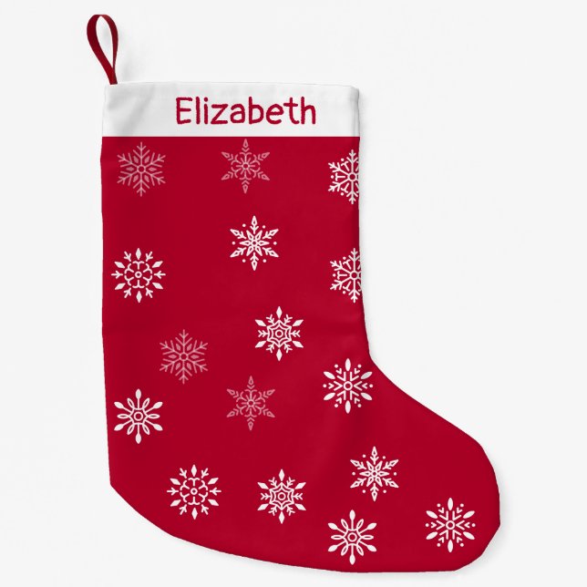 Frohe Weihnachtsfeier Snowflake Muster Individuell Kleiner Weihnachtsstrumpf (Vorderseite)