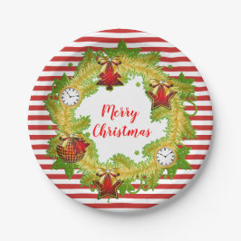 Frohe Weihnachtsfeier & Streifen Pappteller
