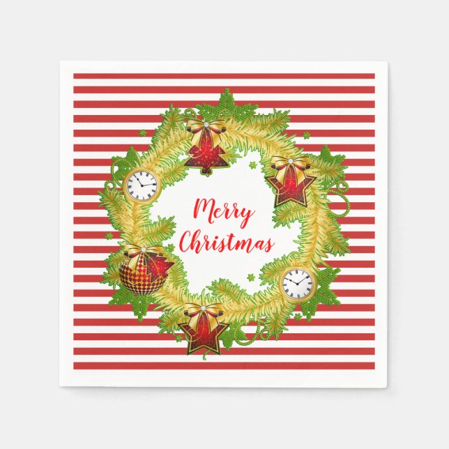 Frohe Weihnachtsfeier & Streifen Serviette (Vorderseite)