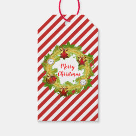 Frohe Weihnachtsfeier und Streifen Geschenkanhänger