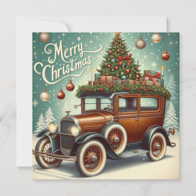 Frohe Weihnachtsfeier Weihnachtsbaum Feiertagskarte (Vorderseite)