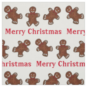Frohe Weihnachtsfeiertag Gingerbread Mann Männer F Stoff