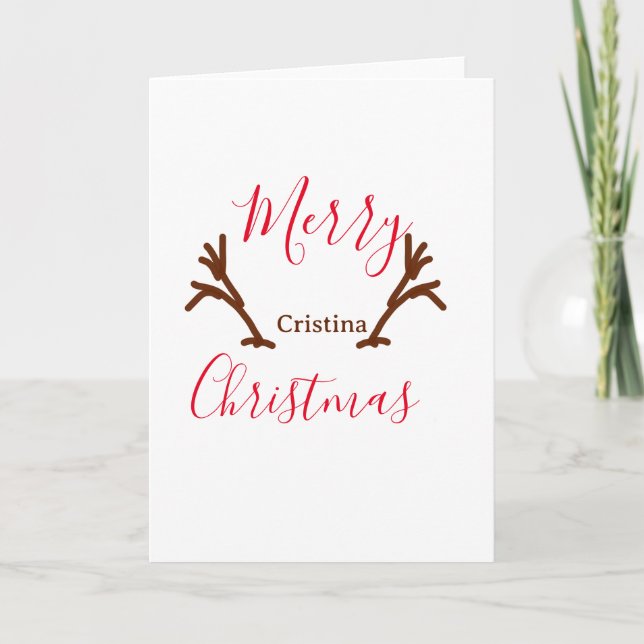 Frohe Weihnachtsfeiertag Rotes Rentierhorn Karte (Vorderseite)