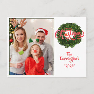 Frohe Weihnachtsfeiertage Foto Boxwood Wreath Postkarte