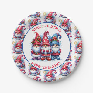 Frohe Weihnachtsfeiertage Gnomes Pappteller