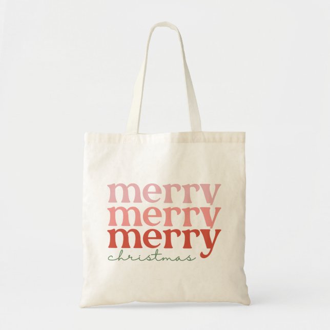 Frohe Weihnachtsfeiertage Groovy Retro Tragetasche (Vorne)