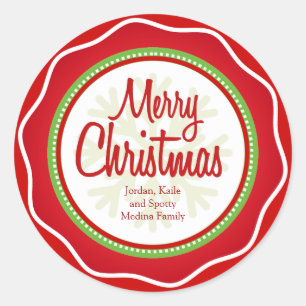 Frohe Weihnachtsfeiertage Grüße Labels Runder Aufkleber
