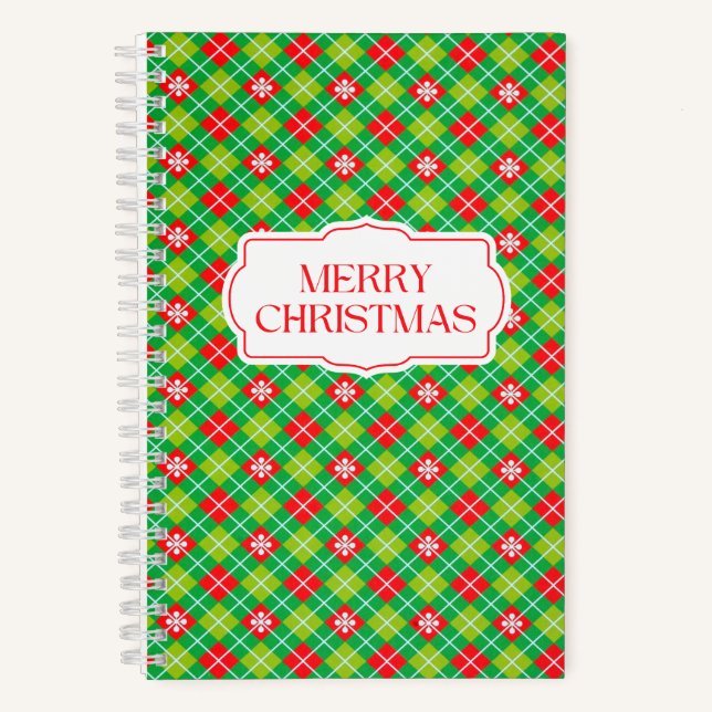 Frohe Weihnachtsfeiertage Kariert Notizbuch (Vorderseite)