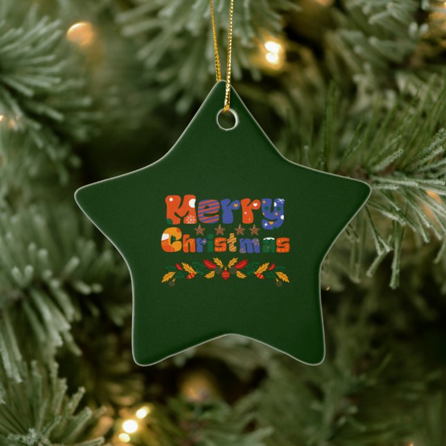 Frohe Weihnachtsfeiertage Keramik Ornament (Baum)