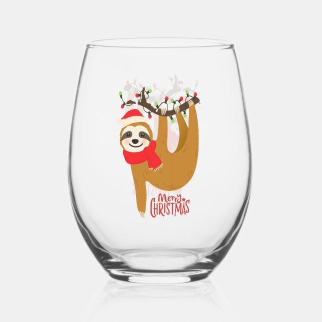 Frohe Weihnachtsfeiertage Niedlich Weinglas Ohne Stiel (Vorderseite)