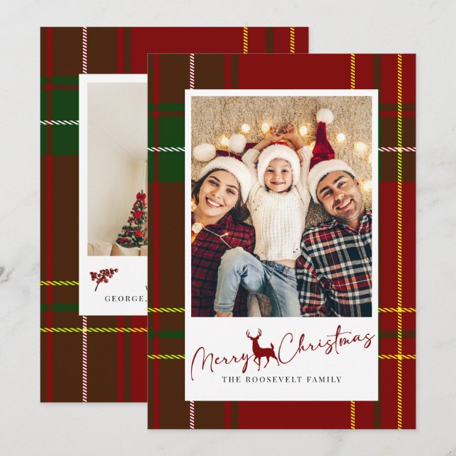 Frohe Weihnachtsfeiertage Red Tartan Weihnachten K (Vorne/Hinten)