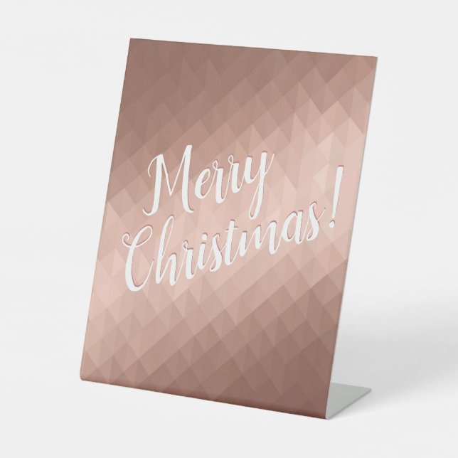 Frohe Weihnachtsfeiertage Rose Goldtext Sockelschild (Vorderseite)