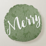 Frohe Weihnachtsfeiertage Rundes Kissen<br><div class="desc">Dieses runde,  grüne Kissen ist in einem schicken,  weißen Schriftzeichen mit weißen Schnörkel- und Punktmuster gehalten und eignet sich perfekt,  um Ihre Zuhause für den Urlaub zu dekorieren. PASSENDE Artikel in unserem Geschäft.</div>