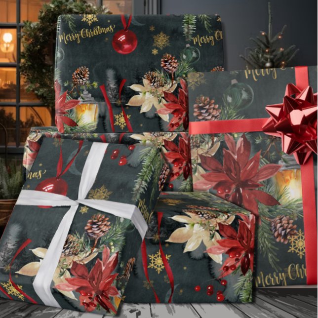 Frohe Weihnachtsfeiertage Splendor Glossy Geschenkpapier (Von Creator hochgeladen)
