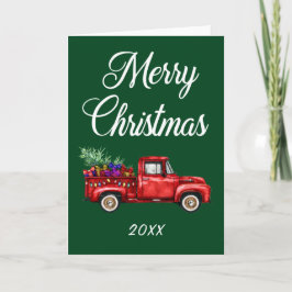 Frohe Weihnachtsfeiertage Vintager Red Truck Tree  Karte