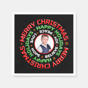 Frohe Weihnachtsferien Familie Foto Personalisiere Serviette