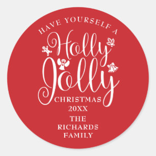 Frohe Weihnachtsferien Familienname Runder Aufkleber