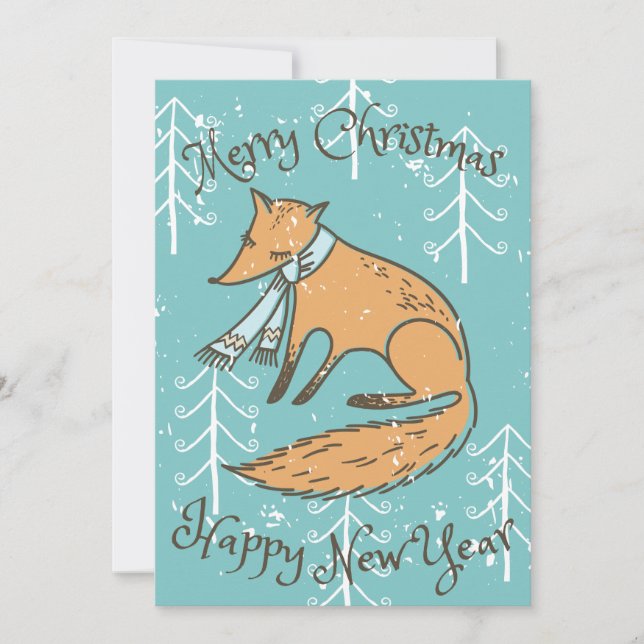 Frohe Weihnachtsferien Fox Cosy Feiertagskarte (Vorderseite)