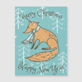 Frohe Weihnachtsferien Fox Cosy Magnetkarte