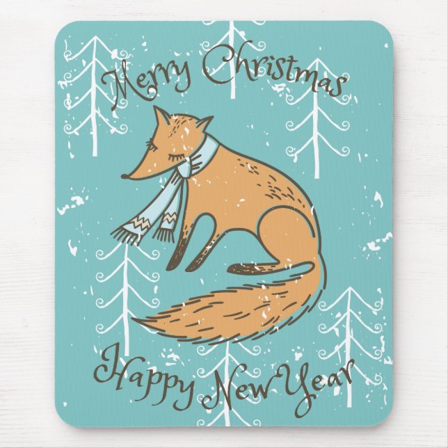 Frohe Weihnachtsferien Fox Cosy Mousepad (Vorne)