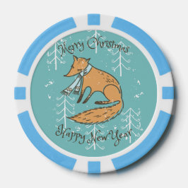 Frohe Weihnachtsferien Fox Cosy Pokerchips
