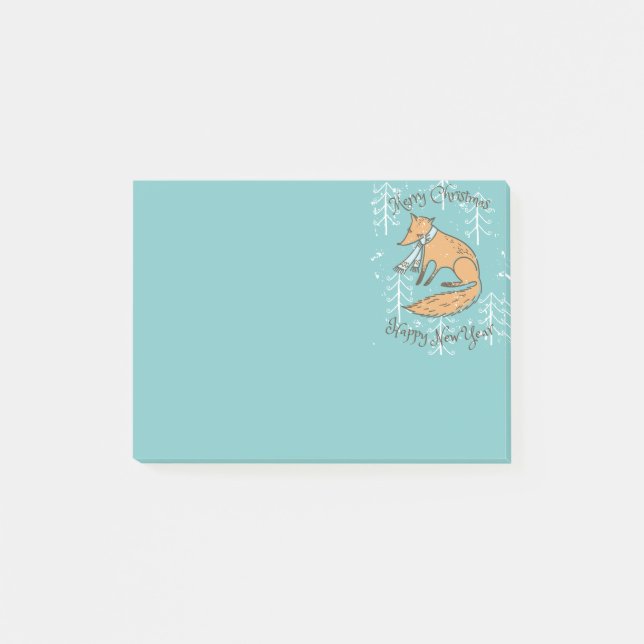 Frohe Weihnachtsferien Fox Cosy Post-it Klebezettel (Vorderseite)