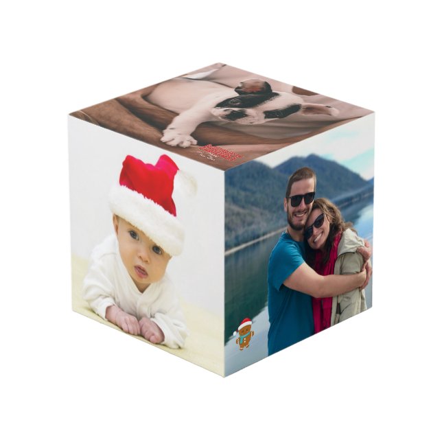 Frohe Weihnachtsferien Personalisierten 5 Foto Würfel (Vorderseite Schrägansicht)