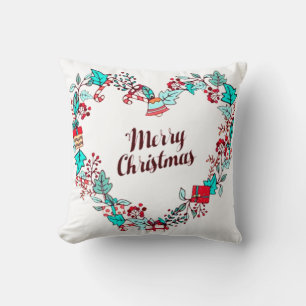 Frohe Weihnachtsferien Typografie Herzform Kissen